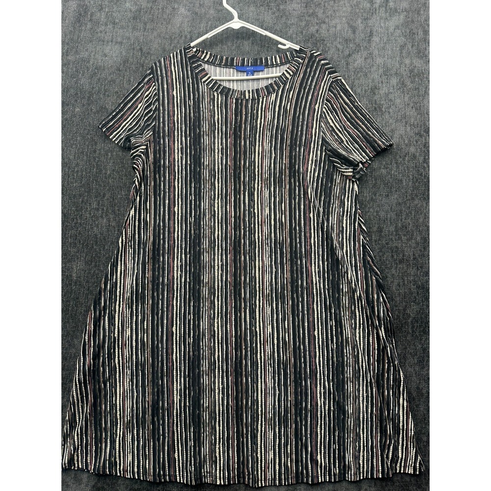 Apt. 9 Midi Kaftan Dress Womens XL Multi Striped Textured Pockets Short Sleeve